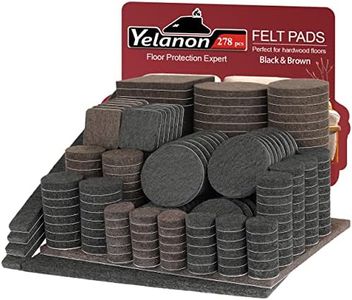 Yelanon Felt Furniture Pads -278 Pcs Furniture Pads Hardwoods Floors Self Adhesive,Cuttable Felt Chair Pads, Anti Scratch Floor Protectors for Furniture Feet Chair Legs, Felt Pads,Black & Brown