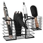 Winter Shore Wall Mounted Hair Tool Organiser - Bathroom Storage Blow Dryer Holder for Hot Hair Tools, Curling Iron, Straightener, Brush, Styling Products, Skincare Basket - Mounting Hardware Included