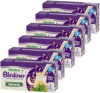Blédina - Blédîner - Briques pour le Dîner de Bébé - Céréales Lactées Epinards - dès 6 Mois - 12 briques de 250ml