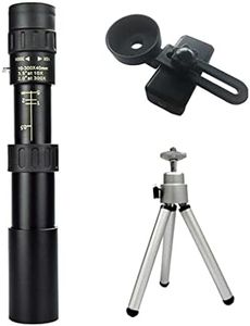 MYADDICTION 4K 10-300X40mm Zoom Monocular Telescope BAK4 Monocular + Tripod + Clip
