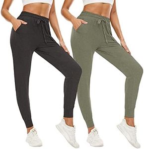 QGGQDD Joggers for Women - Sweatpants with Pockets Yoga Lounge Black Workout Pants