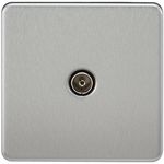 Knightsbridge SF0100BC (Non-Isolated) Screwless 1-Gang Tv Outlet, 20 W, 230 V, Brushed Chrome