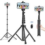 Selfie Stick Tripod, 64 inch Extendable Tripod Stand Phone Tripod Camera Tripod Wireless Remote Shutter, Group Selfies/Live Streaming/Video Recording Compatible with All Cellphones