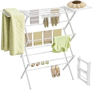BUKFEN Expandable Clothes Drying Rack with Hook Bar, 3-Tier, Camping