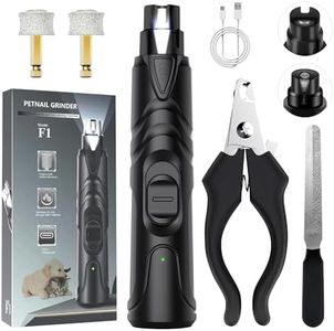 OWill Dog Nail Grinders with Nail Clippers,Professional Dog Claw Grinder Electric Dog Nail Trimmer with LED Light,Rechargeable Nail Clippers Silent for Large Medium Small Dogs