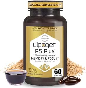 Lipogen Memory & Focus Brain Booster Supplement - Pills to Enhance Cognitive Function for Women & Men. Clinically Proven Formula. (60 Softgels).