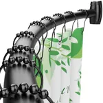 Bonpally Curved Shower Curtain Rod 43-72 Inches Adjustable, Aluminum Shower Rod Rustproof, Round Shower Curtain Rod, Curved Shower Rods for Bathroom, Bathtub, Stall, Black, Need to Drill