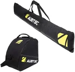 AUMTISC Ski Bag Padded 2 Piece Ski and Boot Bag Combo for 1 Pair of Ski Boots Adjustable Length Ski Bag Up to 200cm (Black)