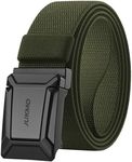 JUKMO Stretch Tactical Belt for Men, Military Work Rigger Hiking 1.5" Elastic Nylon Web Ratchet Quick Release Belt in Gift Box (Army Green, Large)