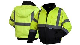 Pyramex Safety RJ3210L RJ32 Series Jackets Hi-Vis Lime Bomber Jacket with Quilted Lining - Size Large