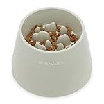 Navaris Elevated Slow Feeder Dog Bowl - Melamine Pet Food Bowl for Dogs and Cats - Raised Cat Feeding Bowl to Slow Down Eating for Wet or Dry Food