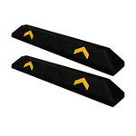 Set of 2 90CM Parking Wheel Stop Black | PVC Heavy Duty Parking Curbs with Yellow Reflector | Parking Guide Block Wheel Stoppers for Commercial and Domestic Car Parks and Garages (90CM 2 Pc Set)