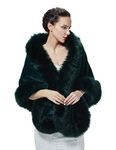 BEAUTELICATE Faux Fur Wrap Shawl Women’s Large Cape Stole Bridal Bridesmaids Shrug for Winter Wedding Evening Party(One Size, Moss Green)