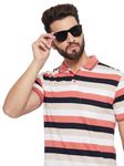 UNIBERRY Men's Cotton Blend Half Sleeve Striper Polo Neck T-Shirt Has A Short Sleeve & Pocket On ChestBZRMT3-PC_XL Orange