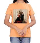 Customized Print Round Neck T-Shirt, Personalized-Customized Gifts for Women, Customized Printed Photo Text Half Sleeve T-Shirts for Girls, Boys, Women, Men, kids, Valentine's day gift (S, Orange)