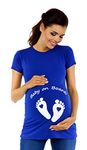 Zeta Ville - Women's Maternity t-Shirt top Funny Baby on Board Imprint - 199c (Royal Blue, UK 14/16, 2XL)