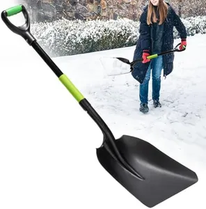 IDZO Aluminum Steel Scoop Shovel Heavy Duty, Ideal Height 44 1/2 Inches Metal Shovel with Strong Aluminum Steel Wide Blade, Durable Grain Shovel, Fiberglass D Handle with Ergonomic EPE Foam Grip