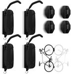 VuvuVoda Bike Wall Mount for Garage, Heavy Duty Bicycle Storage Rack, Swivel Bike Hanger, Space Saving Vertical Wall Storage Holds Up to 66 lbs for Road and Mountain Bikes（4 Pack）