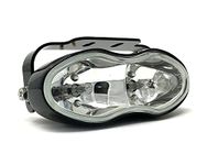 Alchemy Parts Motorcycle Custom Headlight in Black Fox Eye Design Chopper Cruiser Streetfighter Retro Project Headlamp Bottom or Top Mount