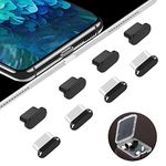 8x USB C Anti Dust Plugs Charging Port Protector for iPhone 15 16 Pro Max Samsung Galaxy Google Pixel MacBook Xiaomi Redmi Nokia OPPO Find Motorola moto and all Type-C Smartphones and Tablets - Black