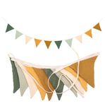 Fabric Bunting Banner,Triangle Baby Bunting for Nursery,Double Sided Colorful Cotton Bunting Garland for Garden Tea Wedding Shower Girls Boys Birthday Bedroom Decoration (Morandi GREEN)