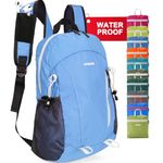 VPBAGE 15L Highly Water-resistant Hiking Daypack, Small Backpack Travel Outdoor, Lightweight Day Pack with Tool Loops, Light Blue, Waterproof Hiking Daypack Day Pack