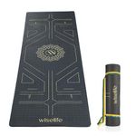 Wiselife Tru Alignment Yoga Mat + Sleek Yoga Strap for Men and Women | Probalance TPE Material 6MM | Extra Thick, Long and Wide | Charcoal Black