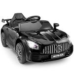 Kids Republic 12V Licensed Mercedes Benz GT R Ride On Car for Kids - Motorized Electric Vehicle with Remote Control, MP3 Player, and LED Lights (Black)