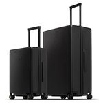 LEVEL8 Suitcase Set Hand Luggage Lightweight 100% PC Trolley Case Micro-Diamond Textured Design, Carry on Luggage Set with 8 Spinner Wheels,TSA Approved(Black, 2-Piece Set,40L/105L)