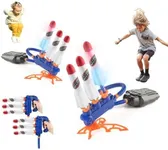 New Bounce Rocket Launcher for 2 Players - Adjustable 2-in-1 Jump Rocket Set - Includes a Sturdy Launch Pad and 4 LED Rockets - Soars Up to 150 Ft - Fun Kids Outdoor Toys