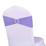 WENSINL Pack of 50 Spandex Lavender Chair Sashes Chair Decorations, Chair Bands with Buckle Slider, Chair Bows for Wedding Reception, Without White Seat Covers (Lavender