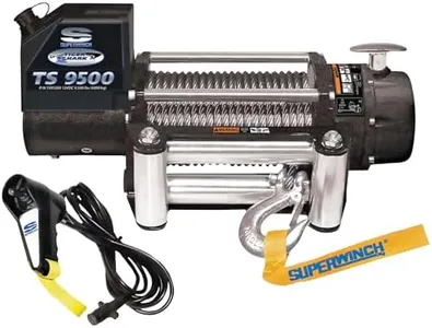 Superwinch 1595200 Tiger Shark 9500 12V DC Winch 9,500lb(4,309kg) Single Line Pull with Roller Fairlead 21/64" x 95' Steel Wire Rope Corded Handheld Remote