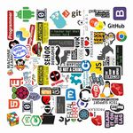 PRINTHUA Vinyl Pack of 70 Laptop Sticker for Programmer, Coder, Developer, It Professional - Stickers for Laptop, Journal, Bike Helmet, Diary, Guitar, Mobile - Waterproof Residue Free