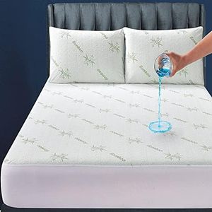 100% Waterproof King Mattress Protector - 360 Protection Against Spills, Stains & Accidents for Parents & Pet Owners - Noiseless & Cooling Viscose Made from Bamboo (Green)