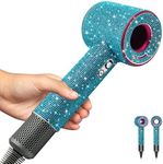 Rhinestones Case for Dyson Hair Dryer Anti-Scratch Shockproof Dust Proof Travel Protective Case Cover for Dyson Hair Dryer (Bling Sky Blue)