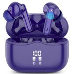 Wireless Earbuds, Bluetooth 5.3 Headphones in Ear with HiFi Stereo Deep Bass, 4 ENC Noise Cancelling Mic Wireless Earphones 40H Playtime, Bluetooth Earbuds Dual LED Display, IP7 Waterproof, Navy-Blue