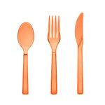 Party Essentials Plastic Cutlery Assortment and Knives/Forks/Spoons, Neon Orange, 17 Place Setting-Count