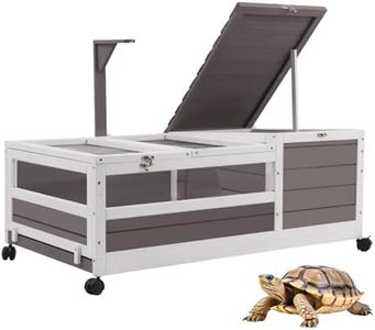 Ketive Tortoise Habitat, Large Wooden Tortoise Enclosure Habitat with No-Leaking Tray Indoor & Outdoor, Reptile Cage for Small Animals TOR02-Grey