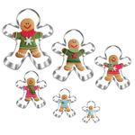 UKoosien Gingerbread Man Cookie Cutters Set of 6 11.5 cm 9 cm 7 cm 5.3 cm 4 cm 2.4 cm Cookie Cutters Linzer Christmas Funny Cookie Cutters Christmas for Children