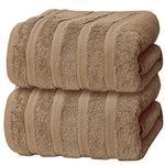 CASABELLA Deluxe Pack of 2 Bath sheets 90x180 cm 650 GSM Truffle 100% Combed Cotton 2 Pc Jumbo Bath Sheets Super Absorbant Extra Large Bath Towels-Soft Quick Dry Truffle Large Bath Sheet Towels