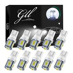 GrandView W5W Bulbs, 501 LED Bulbs White T10 LED Bulbs 5630 5SMD T10 Capless LED Bulbs Wedge T10 Car Bulbs for Car Number Plate Lights, Dome Lights, Side Lights, Dashboard Lights