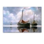 Startonight Acrylic Glass Wall Art - Fishing Boats, Ocean Landscape - Glossy Artwork 60 x 90 CM Home Decor Ready to Hang