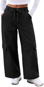 Aoysky Womens Wide Leg Baggy Cargo Pants Casual Trousers Y2k Streetwear