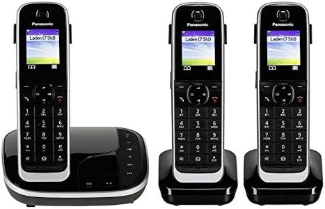 Panasonic KX-TGJ323GB Family Phone with Answering Machine (Cordless Phone with 3 Handsets, Low Radiation, Call Protection) Black