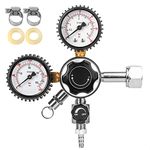 TMCRAFT Keg CO2 Regulator, Dual Gauge CGA-320 Pressure Regulator with 0-60 PSI Working Pressure & 0-3000 PSI Tank Pressure, Kegerator Regulator with Safety Pressure Relief Valve