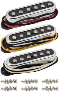 Alnico 5 ST Pickup Single Coil Pickups Open Style Neck/Middle/Bridge Pickup Set for Stratocaster Electric Guitar Parts Replacement (Chrome Cover)