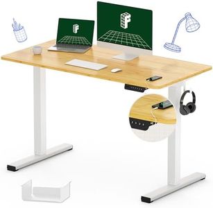 FLEXISPOT Adjustable Desk Quick Assembly Electric Standing Desk with 120×60 CM Whole-Piece Desktop Ergonomic Memory Controller Sit Stand Desk(White Frame + 120 CM Bamboo Texture Desktop)