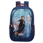 Skybags School Standard Backpack 30L With Rain Cover 3 Spacious Compartments, Quick Access Front Pocket, Id Tag & Frozen Print | Navy |Disney, Navy Blue