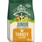 James Wellbeloved Junior Turkey & Rice 15 kg Bag, Hypoallergenic Dry Dog Food