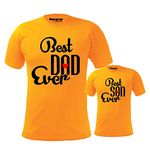 Hangout Hub Men's & Boy's Round Neck T-Shirt Best Dad Son Ever (Yellow;Dad L(40);Son 0-2Yrs ;) Pack of 2 Family T-Shirts